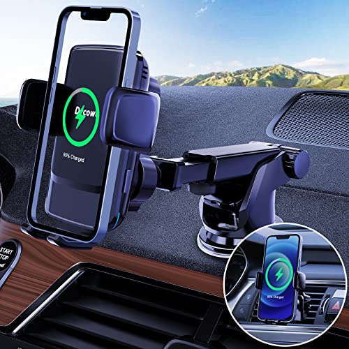 Drcowu 15W Fast Wireless Charger Auto Handyhalterung Mit Ladefunktion, Spulenfreie Positionierungstechnologie, 5.0 Auto-Lüftungsclip & Saugnäpfe, für iPhone Samsung S22/S21 von Drcowu