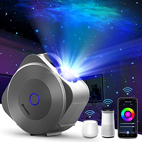 LED Sternenhimmel Projektor, Galaxy Star Projector Kinder Erwachs mit App/RG Dimming/Timer/WiFi Stimmenkontrolle, Lampe Projektor für Dekoration Party Schlafzimmer Heimkino, silbrig von Drcowu