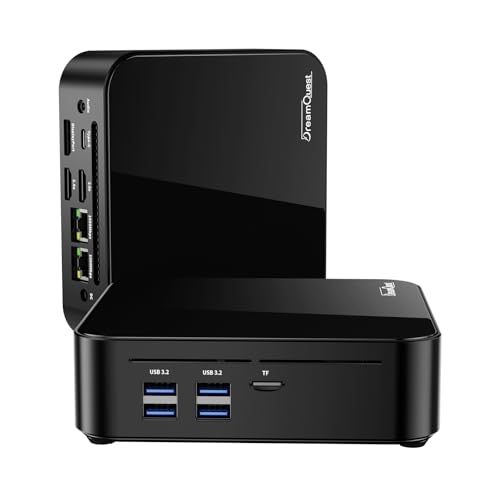 DreamQuest Mini PC mit OS Intel N150 (up to 3,6 GHz) 32GB DDR4 1TB M.2 SSD (max 4TB) Micro Desktop Computer mit HDMI Tpye-C Port, 2X Gigabit Ethernet/WiFi 5/BT 5/USB3.2 X4 für Business Office von DreamQuest