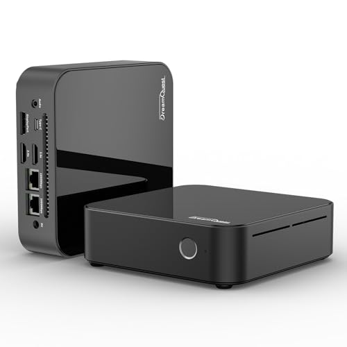 DreamQuest Mini PC mit Win 11 Pro Intel N100 (bis zu 3,4 GHz) 16 GB DDR4 512GB M.2 SSD Micro Desktop Computer mit Tpye C /4K HDMI Port, 2X LAN/WiFi 5/BT 5/USB3.2 für Office Business von DreamQuest