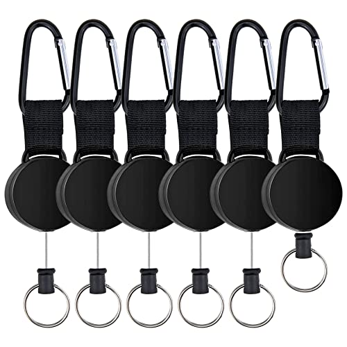 Dreamark Schlüsselband Ausziehbar Schlüsselanhänger Ausziehbar ID Abzeichen Halter 60 cm Stahldrahtseil Retractable Ausweis JOJO mit Karabiner für Arbeit Hausmeister (6 Stück) von Dreamark