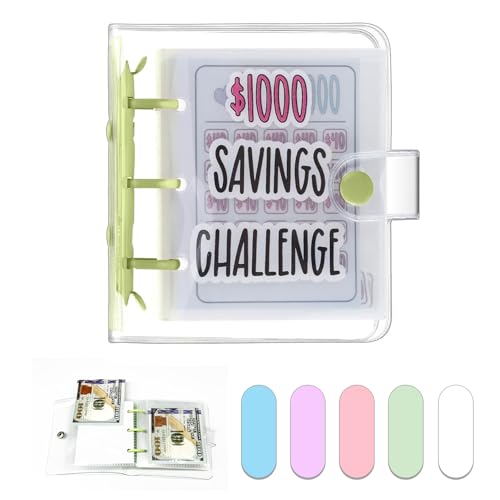 Dreamplay Mini-Geldsparbuch, 1000 $ Geldsparbuch, Budget-Ordner mit Umschlägen, tragbar, jederzeit und überall (grün) von Dreamplay