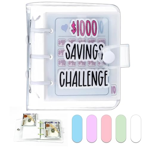 Dreamplay Mini-Geldsparbuch, 1000 $ Geldsparbuch, Budget-Ordner mit Umschlägen, tragbar, jederzeit und überall (weiß) von Dreamplay