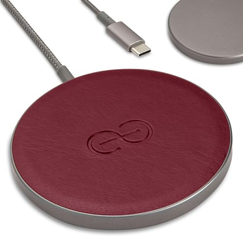 Dreem Empower Magnetic Wireless Charger Pad - Kompatibel mit MagSafe für iPhone 15/14/13/12 & Qi-zertifizierte Geräte - Premium Vegan Leder [Burgund] von Dreem