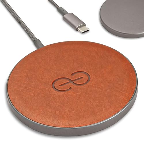 Dreem Empower Magnetisches Kabelloses Ladepad (Wahl ab Werk) - Kompatibel mit MagSafe für iPhone 15/14/13/12 & Qi-zertifizierte Geräte - Premium Vegan Leder [KARAMELL] von Dreem