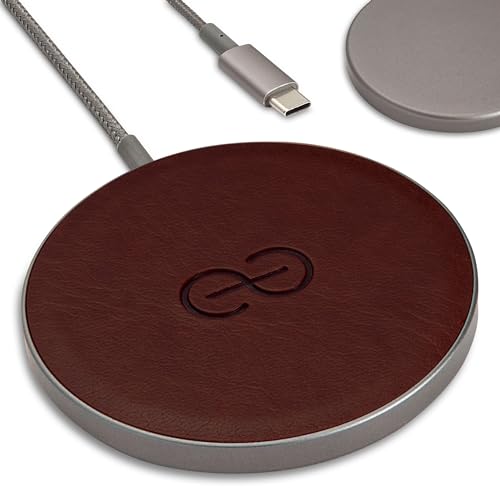 Dreem Empower Magnetic Wireless Charger Pad - Kompatibel mit MagSafe für iPhone 15/14/13/12 & Qi-zertifizierte Geräte - Premium Vegan Leder [Kaffee] von Dreem