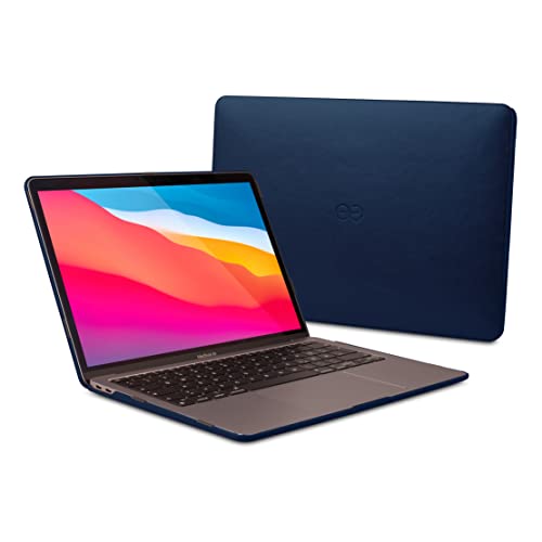 Dreem Euclid MacBook Air Tasche - 13-Zoll-Hartschalen-Laptop-Schutzhülle für MacBook Air 2020-2018 (Retina und M1), luxuriöses Vegan-Leder, Ober- und Unterschale für zusätzlichen Schutz - Königsblau von Dreem