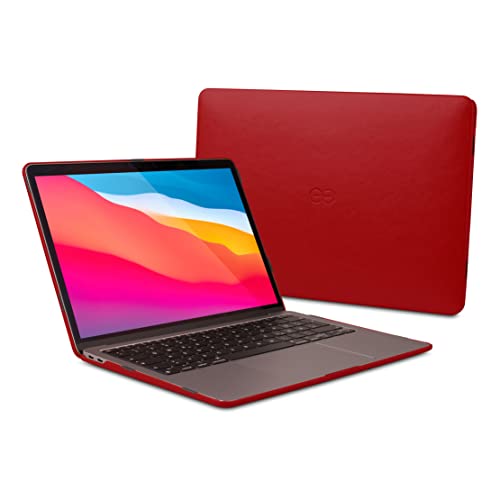 Dreem Euclid MacBook Air Tasche - 13-Zoll-Hartschalen-Laptop-Schutzhülle für MacBook Air 2020-2018 (Retina und M1), luxuriöses Vegan-Leder, Ober- und Unterschale für zusätzlichen Schutz - Rot von Dreem