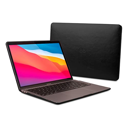 Dreem Euclid MacBook Air Tasche - 13-Zoll-Hartschalen-Laptop-Schutzhülle für MacBook Air 2020-2018 (Retina und M1), luxuriöses Vegan-Leder, Ober- und Unterschale für zusätzlichen Schutz - Schwarz von Dreem