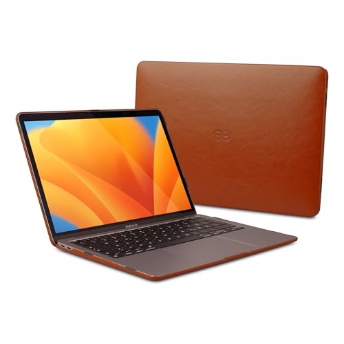 Dreem Euclid MacBook Air Tasche - 13-Zoll-Hartschalen-Laptop-Schutzhülle für MacBook Air 2022, luxuriöses Vegan-Leder, Ober- und Unterschale für zusätzlichen Schutz - Karamell von Dreem
