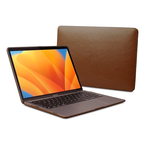Dreem Euclid MacBook Air Tasche - 13-Zoll-Hartschalen-Laptop-Schutzhülle für MacBook Air 2022, luxuriöses Vegan-Leder, Ober- und Unterschale für zusätzlichen Schutz - Schokoladen von Dreem