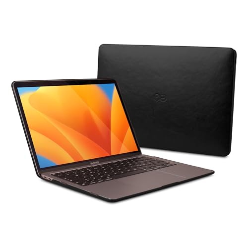 Dreem Euclid MacBook Air Tasche - 13-Zoll-Hartschalen-Laptop-Schutzhülle für MacBook Air 2022, luxuriöses Vegan-Leder, Ober- und Unterschale für zusätzlichen Schutz - Schwarz von Dreem