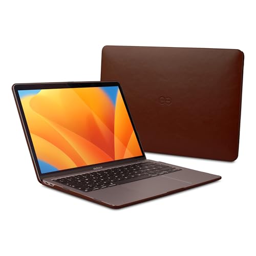 Dreem Euclid MacBook Air Tasche - 15-Zoll-Hartschalen-Laptop-Schutzhülle für MacBook Air 2023, luxuriöses Vegan-Leder, Ober- und Unterschale für zusätzlichen Schutz - Kaffee von Dreem