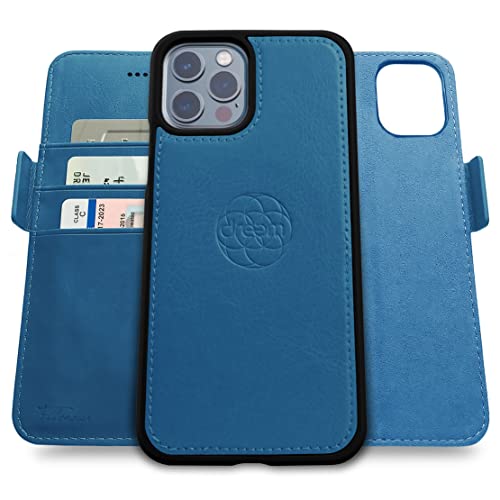 Dreem Fibonacci 2in1 Handyhülle Flipcase für iPhone 12 & 12 Pro | Magnetisches iPhone Case | TPU Etui Lederhülle Schutzhülle, RFID Schutz, Veganes Kunstleder, Geschenkbox | Schiefer von Dreem