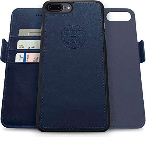 Dreem Fibonacci 2in1 Handyhülle Flipcase für iPhone 7/8 Plus | Magnetisches iPhone Case | TPU Etui Lederhülle Schutzhülle, RFID Schutz, Veganes Kunstleder, Geschenkbox | Königsblau von Dreem