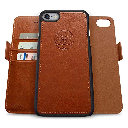 Dreem Fibonacci Brieftasche & Schutz-Hülle für iPhone 6-Plus, magnetisch herausnehmbares TPU Case, dünn bruchfest, 2 Standfunktionen, hochwertige synthetische Leder-Tasche, RFID Schutz - Karamell von Dreem