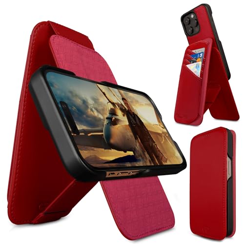 Dreem Fibonacci Flip 15 Pro Max Wallet Case für iPhone - abnehmbare Folientasche aus Vegan-Leder mit RFID-Schutz, stoßfest, MagSafe-kompatibel [Rot] von Dreem