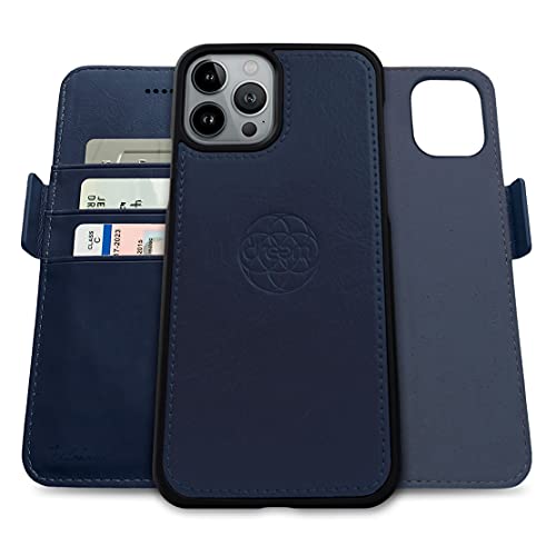 Dreem Fibonacci iPhone 13 Pro Brieftaschen-Etui / 2-in-1 stoßfestes Etui und abnehmbares Folio aus veganem Leder, MagSafe-kompatibel, RFID-Schutz [Königsblau] von Dreem