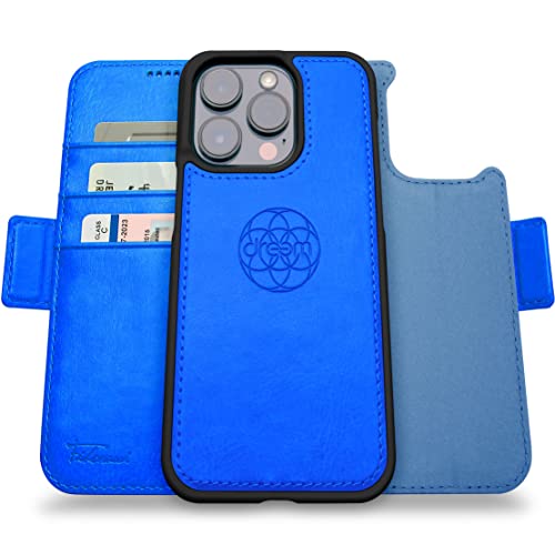 Dreem Fibonacci iPhone 14 Pro Max Brieftaschen-Etui / 2-in-1 stoßfestes Etui und abnehmbares Folio aus veganem Leder, MagSafe-kompatibel, RFID-Schutz [Ozean] von Dreem