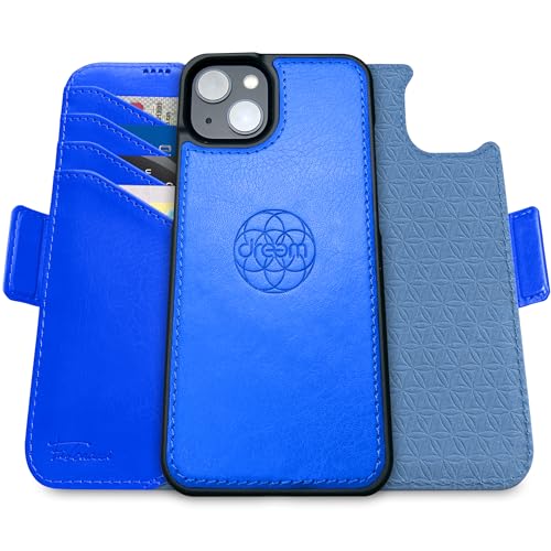 Dreem Fibonacci iPhone 15 Brieftaschen-Etui / 2-in-1 stoßfestes Etui und abnehmbares Folio aus veganem Leder, MagSafe-kompatibel, RFID-Schutz [Ozean] von Dreem