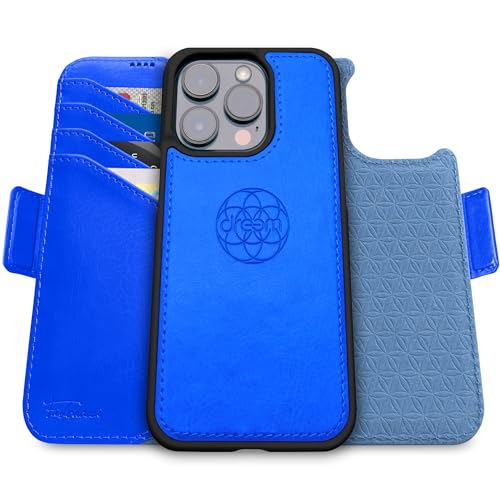 Dreem Fibonacci kompatibel mit iPhone 15 Pro Brieftaschen-Etui / 2-in-1 stoßfestes Etui und abnehmbares Folio aus veganem Leder, MagSafe-kompatibel, RFID-Schutz [Ozean] von Dreem