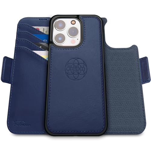 Dreem Fibonacci kompatibel mit iPhone 15 Pro Max Brieftaschen-Etui / 2-in-1 stoßfestes Etui und abnehmbares Folio aus veganem Leder, MagSafe-kompatibel, RFID-Schutz [Königsblau] von Dreem
