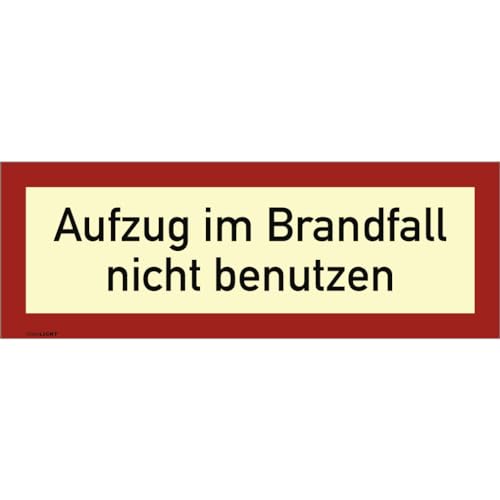 Dreifke® Aufkleber Aufzug im Brandfall nicht benutzen, Folie, nachleucht., 160-mcd, 148x52 mm von Dreifke