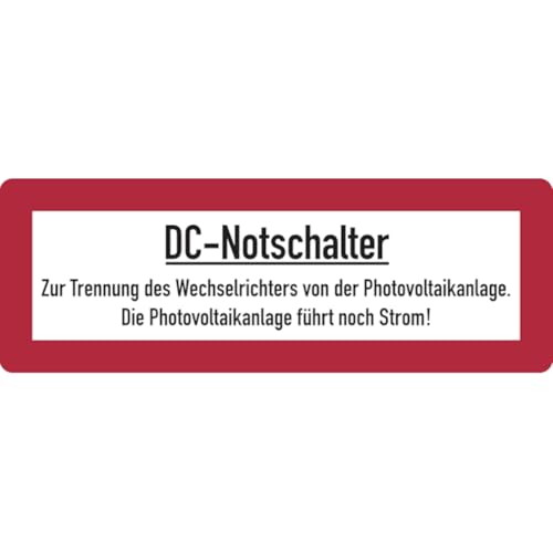 Dreifke® Aufkleber | Feuerwehrschild, DC-Notschalter,74 x 210 mm, Folie - 210x74 mm Folie selbstklebend von Dreifke