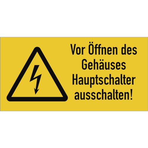 Dreifke® Aufkleber Vor Öffnen des Gehäuses Hauptschalter ausschalten!, Kombischild, Folie,105x52 mm von Dreifke