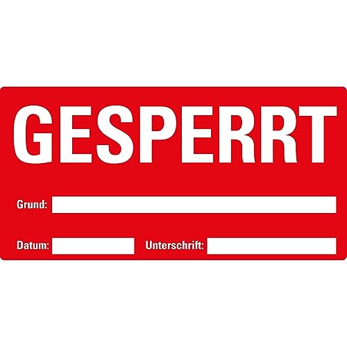 Dreifke® Etikett GESPERRT, beschriftbar, rot, Haftpapier, ablösbar, 148x74mm, 500/Rolle von Dreifke