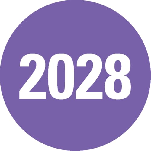 Dreifke® Prüfplakette 2028, für Prüfnachweise, violett, Dokumentenfolie, Ø20mm, 36/Bogen von Dreifke
