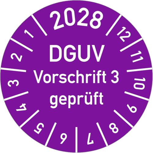 Dreifke® Prüfplakette 2028 DGUV Vorschrift 3 geprüft, Folie, Ø 15 mm, 10 Stück/Bogen von Dreifke