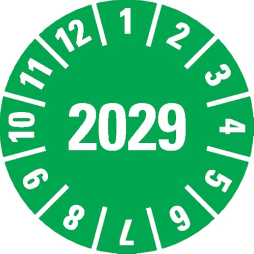 Dreifke® Prüfplakette 2029, grün, Dokumentenfolie, selbstklebend, Ø 15mm, 60/Bogen von Dreifke