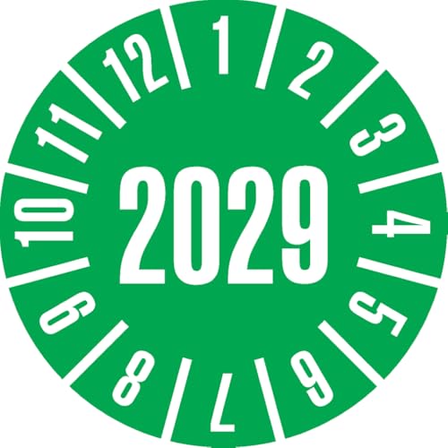 Dreifke® Prüfplakette 2029, grün, Dokumentenfolie, selbstklebend, Ø 35mm, 60/Heft von Dreifke