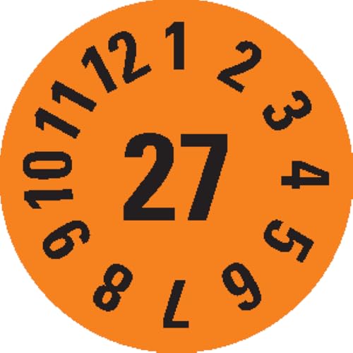 Dreifke® Prüfplakette 27, orange, Dokumentenfolie, selbstklebend, Ø 8mm, 180/Bogen von Dreifke