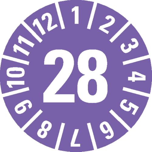 Dreifke® Prüfplakette 28, violett, Folie, ablösbar, Ø 35mm, 60/Heft von Dreifke