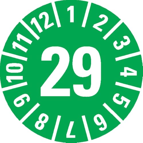Dreifke® Prüfplakette 29, grün, Dokumentenfolie, selbstklebend, Ø 35mm, 60/Heft von Dreifke