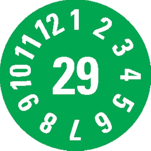 Dreifke® Prüfplakette 29, grün, Dokumentenfolie, selbstklebend, Ø 8mm, 360/Heft von Dreifke