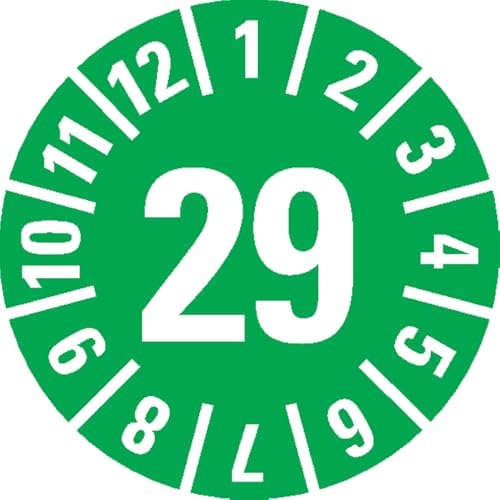 Dreifke® Prüfplakette 29, grün, Schachbrettfolie, selbstklebend, Ø 15mm, 60/Bogen von Dreifke