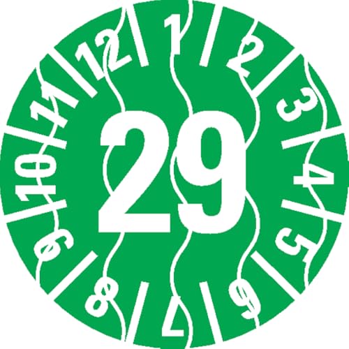 Dreifke® Prüfplakette 29, grün, Sicherheitsfolie, selbstklebend, Ø 15mm, 60/Bogen von Dreifke