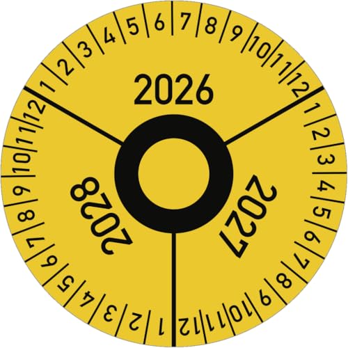 Dreifke® Prüfplakette 3 Jahre 2026/2027/2028 mit Monaten, Folie, Ø 40 mm, 10 Stück/Bogen von Dreifke