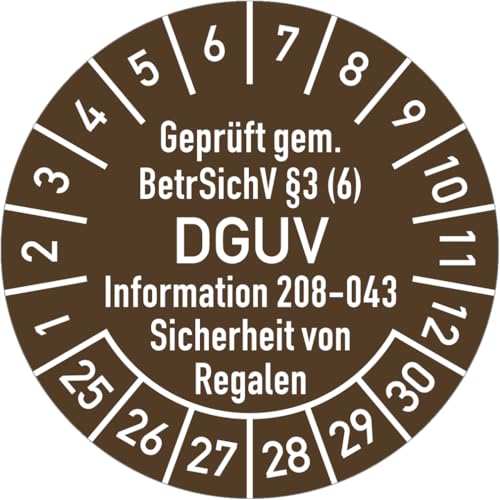 Dreifke® Prüfplakette BetrSichV §3 (6) DGUV 208-043, 2025-2030, Folie, Ø 30mm, 10 Stück/Bogen von Dreifke