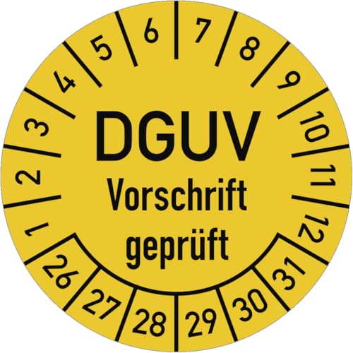 Dreifke® Prüfplakette DGUV Vorschrift geprüft,2026-2031,Dokumentenfolie,Ø25 mm,10 Stück/Bogen von Dreifke