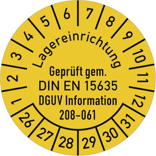Dreifke® Prüfplakette DIN EN 15635 DGUV 208-061, 2026-2031, Folie, Ø 30mm, 10 Stück/Bogen von Dreifke