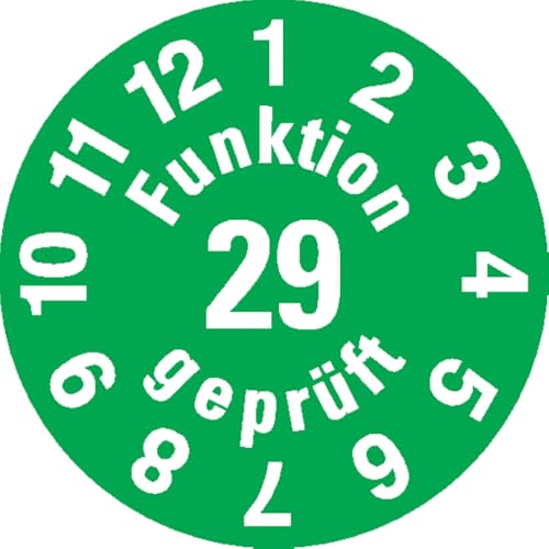 Dreifke® Prüfplakette Funktion geprüft 29, grün, Dokumentenfolie, selbstklebend, Ø 15mm, 60/Bogen von Dreifke