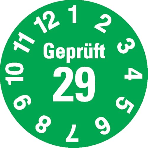 Dreifke® Prüfplakette Geprüft 29, grün, Dokumentenfolie, selbstklebend, Ø 15mm, 60/Bogen von Dreifke
