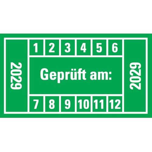 Dreifke® Prüfplakette Geprüft am: 2029, grün, Dokumentenfolie, 45x25mm, 12/Bogen von Dreifke