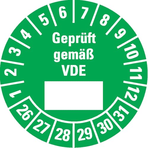 Dreifke® Prüfplakette Geprüft gemäß VDE 26-31, grün, Dokumentenfolie, Ø 25mm, 105/Heft von Dreifke