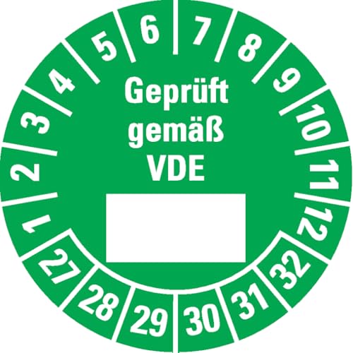 Dreifke® Prüfplakette Geprüft gemäß VDE 27-32, grün, Dokumentenfolie, Ø 25mm, 105/Heft von Dreifke