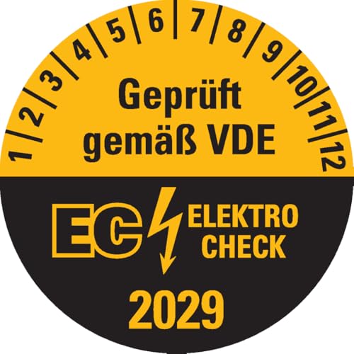 Dreifke® Prüfplakette Geprüft gemäß VDE EC ELEKTRO CHECK, 2029, Dokumentenfolie, Ø20mm, 36/Bogen von Dreifke